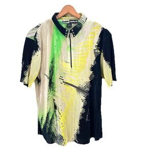 Vintage 80s 90s Jamie Sadock Colorful Golf Tennis Polo Top Womens Large